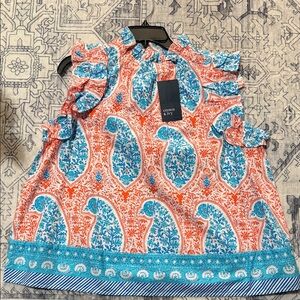 Crown & Ivy Floral Paisley Ruffle Top
